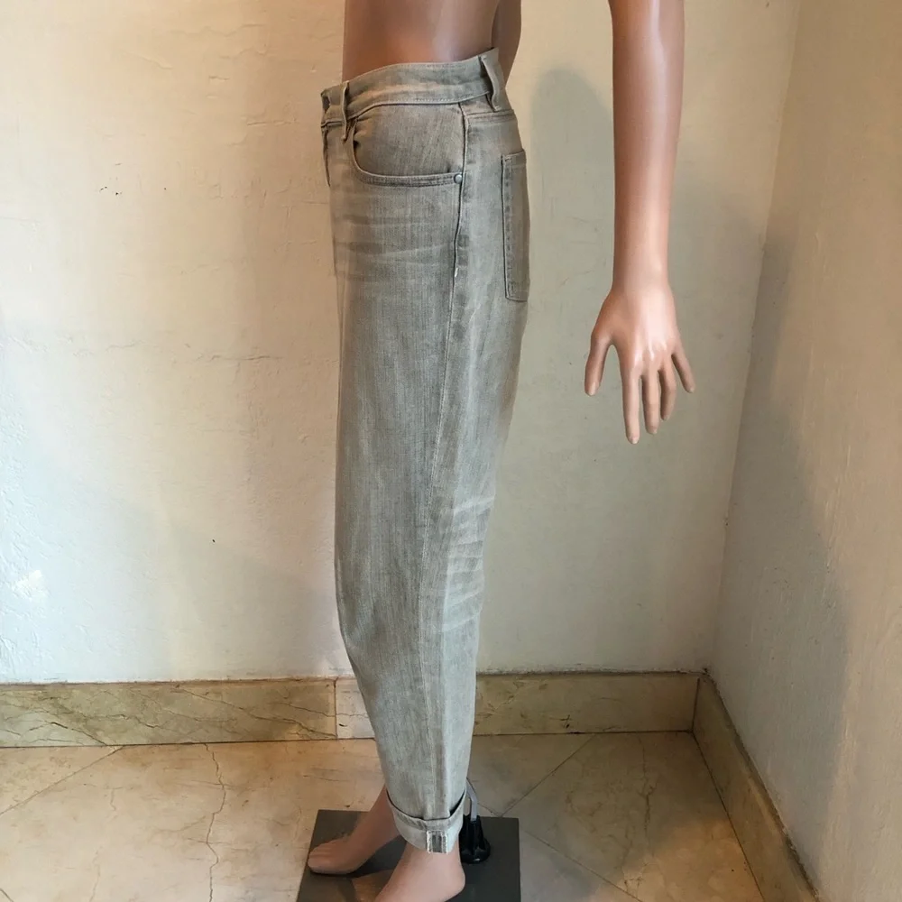 Eileen Fisher High-Waisted Gray Cropped Folded Denim Jeans Pants Women’s 12